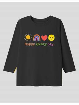 KAVEE - Unisex Black Printed Cotton T-Shirt