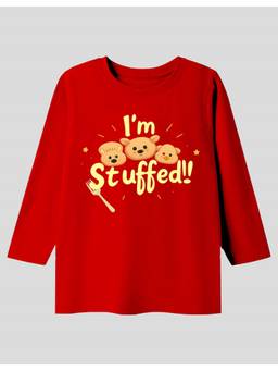 KAVEE - Unisex Red Printed Cotton T-Shirt