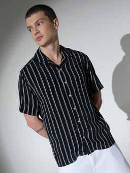Hubberholme - Striped Cuban Collar Casual Shirt