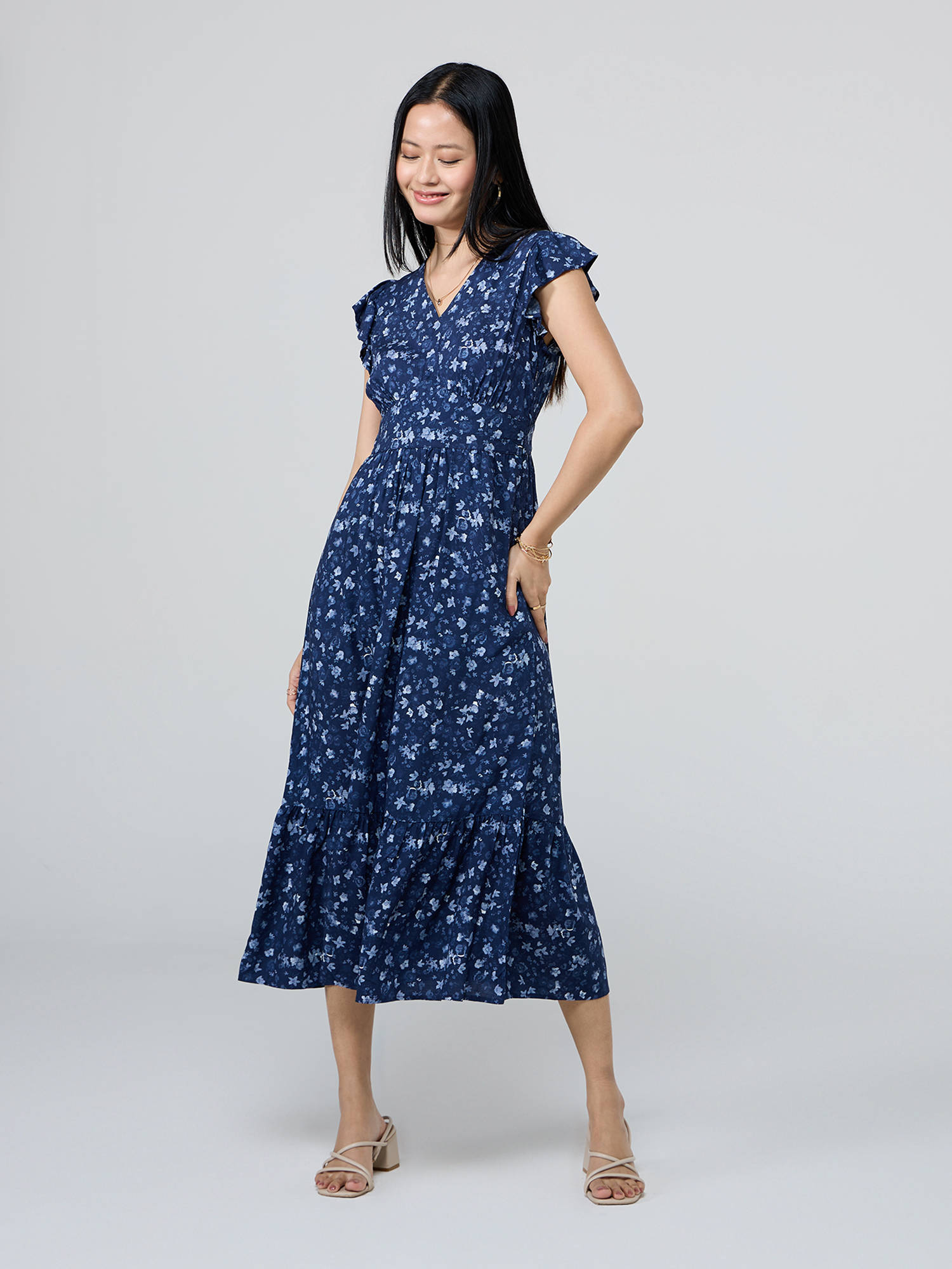 Buy Twenty Dresses by Nykaa Fashion Ink Blue Short Frill Sleeves