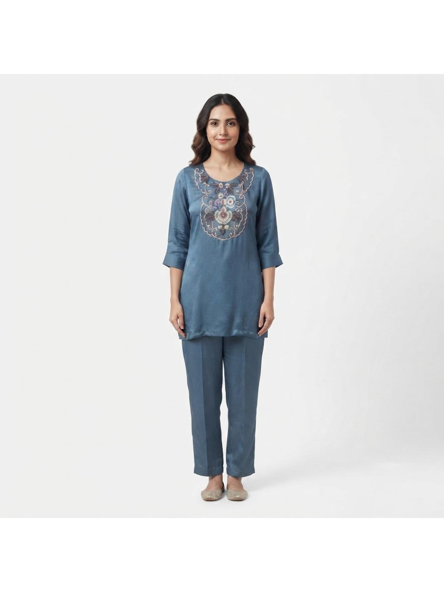 bcz style Blue Grace Embroidered Co-ord-picture-4