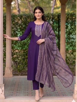 Aaghnya - Women's Viscose Rayon Printed Kurta with Pant and Dupatta
