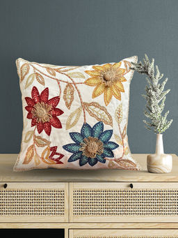 SHADES OF LIFE - White Cotton Cushion Cover (16x16 inches)