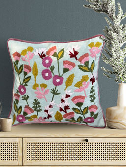 SHADES OF LIFE - White Cotton Cushion Cover (16x16 inches)