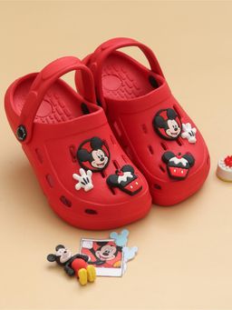 Yellow Bee - Red Mickey Mouse Clogs with Gloves & Cupcake Charms for Boys