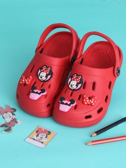 Yellow Bee - Red Minnie Mouse Clogs with Bow & Cupcake Charms for Girls