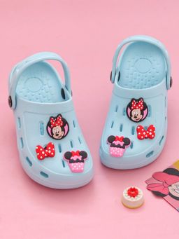 Yellow Bee - Blue Minnie Mouse Clogs with Bow & Cupcake Charms for Girls