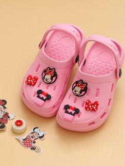 Yellow Bee - Pink Minnie Mouse Clogs with Bow & Cupcake Charms for Girls