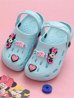 Yellow Bee - Blue Minnie Mouse Clogs with Smile & Heart Charms for Girls