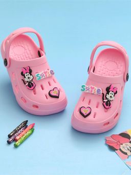 Yellow Bee - Pink Minnie Mouse Clogs with Smile & Heart Charms for Girls
