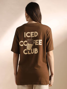 Globus - Women Brown Round Neck Graphic Back Print T-shirt