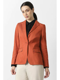 Van Heusen - Women Orange Solid Full Sleeves Blazer