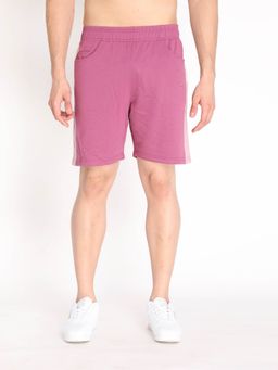 CHKOKKO - Men Cotton Regular Fit Shorts - Magenta