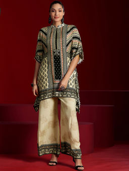 Libas Art - Off White Printed Muslin Tunic and Palazzo