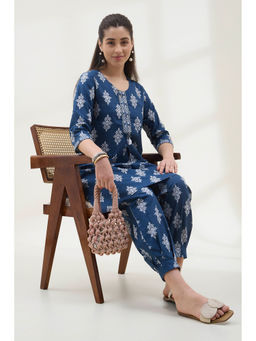 Rangriti - Blue Printed Cotton Kurta and Salwar