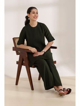 Rangriti - Green Solid Viscose Blend Kurta and Palazzo