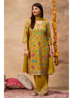 Rangriti - Green Printed Rayon Kurta and Palazzo with Dupatta