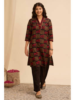 Rangriti - Brown Printed Viscose Blend Kurta and Palazzo