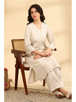 Rangriti - White Solid Rayon Blend Kurta and Palazzo