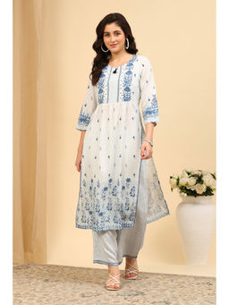 Rangriti - Blue Floral Viscose Kurta and Palazzo