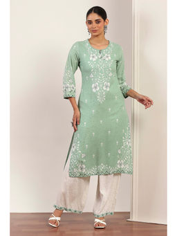 Rangriti - Green Floral Viscose Kurta and Palazzo