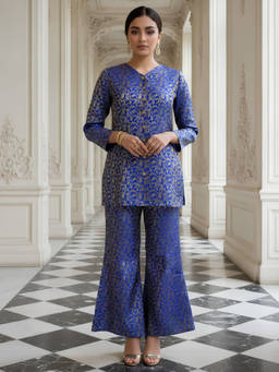 Zolo Label - Blue Woven Cotton Tunic and Pant