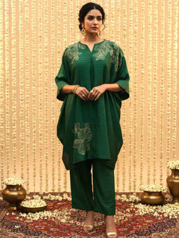 Zolo Label - Green Floral Cotton Kaftan and Pant