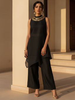 Zolo Label - Black Solid Cotton Tunic and Pant