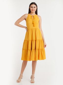 Zink London - Womens Mustard Solid Dress