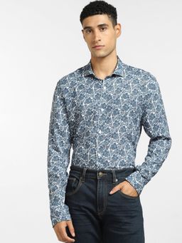 Jack & Jones - Blue Floral Full Sleeves Shirt