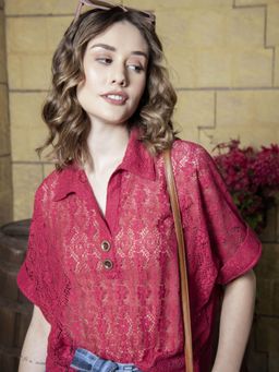 Taurus - Pink Lace Tale Crop Shirt