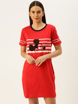 JUNEBERRY - Disney Happy Mouse Printed Half Sleeve Dress for Women