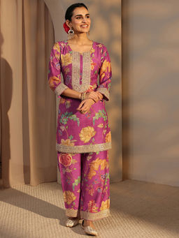 Libas - Magenta Floral Printed Co-Ord Set