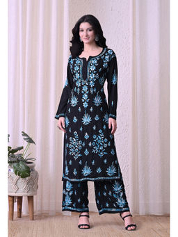SYRISH - Noor-E-Neel Chikankari Kurta with Palazzo Black