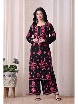 SYRISH - Noor-E-Neel Chikankari Kurta with Palazzo Black