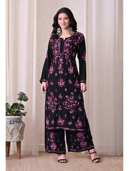 SYRISH - Noor-E-Neel Chikankari Kurta with Palazzo Black