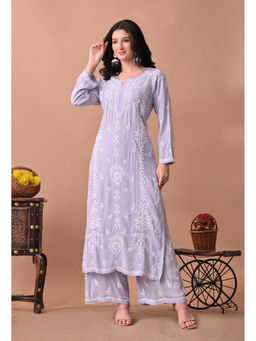 SYRISH - Zareen Lavender Modal Chikankari Kurta with Palazzo