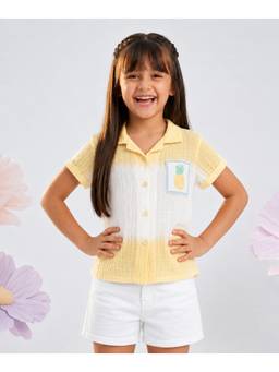 devils n angels - Girls White and Yellow Ombre Shirt Party Shirt