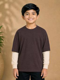 KiddoPanti - Boys Cotton Drop Shoulder Doctor Full Sleeves Solid T-shirt