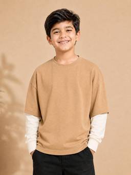 KiddoPanti - Boys Cotton Drop Shoulder Doctor Full Sleeves Solid T-shirt