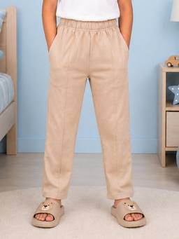 KiddoPanti - Girls Cotton Blend Fleece Solid Straight Leg Pant with Pintuck Detail
