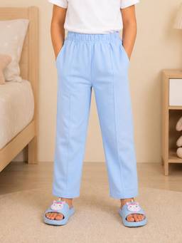 KiddoPanti - Girls Cotton Blend Fleece Solid Straight Leg Pant with Pintuck Detail