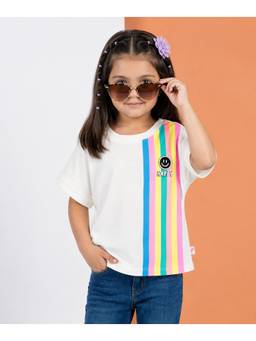 devils n angels - Girls Multi-Stripe Printed Party T-shirt