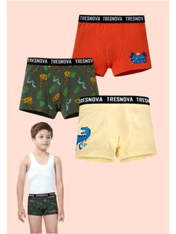TRESNOVA - Boys Antimicrobial Cotton Dinosaur Boxer Trunks (Pack of 3)