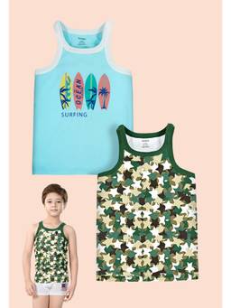 TRESNOVA - Boys Cotton Antimicrobial Camouflage Printed Gym Vest (Pack of 2)