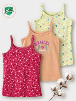 TRESNOVA - Cotton Lycra Anti-microbial Fruit Soft Camisoles (Pack of 3)