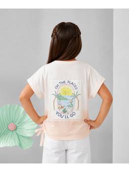 devils n angels - Peach Two-Tone Casual Top For Girls