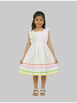 Spunkies - Girls White Fit and Flare Dress