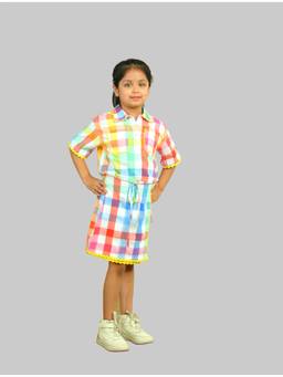 Spunkies - Girls Multicolor Checked Co-Ord Set