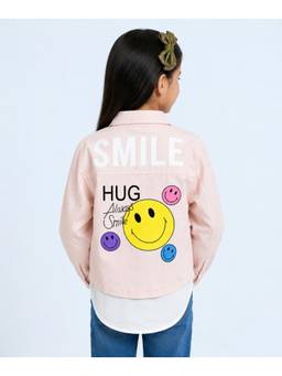devils n angels - Girls Pink Front Pocket Printed Shirt Style Shirt